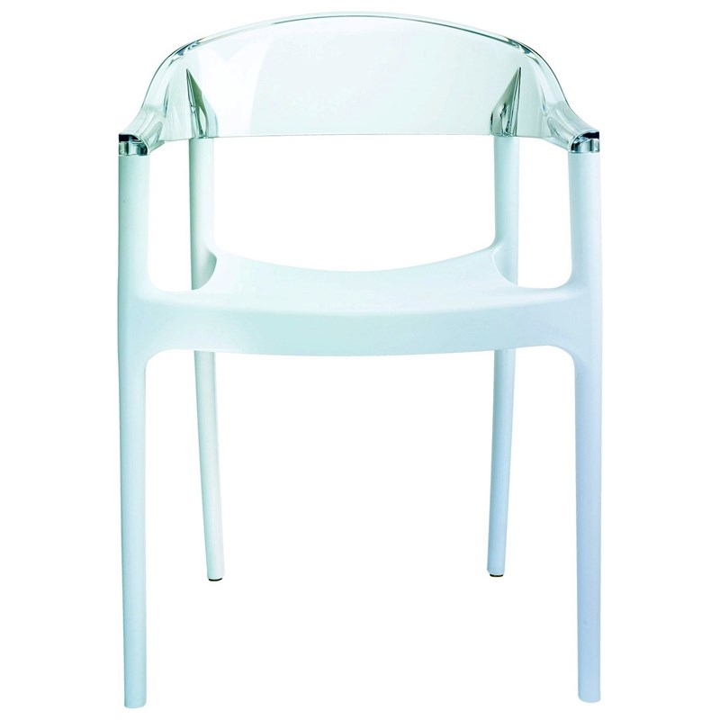 Compamia Carmen Patio Dining Chair with White Seat in Clear