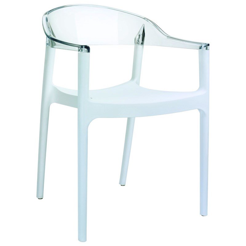Compamia Carmen Patio Dining Chair with White Seat in Clear