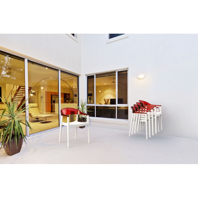 Compamia Carmen Patio Dining Chair with White Seat in Red