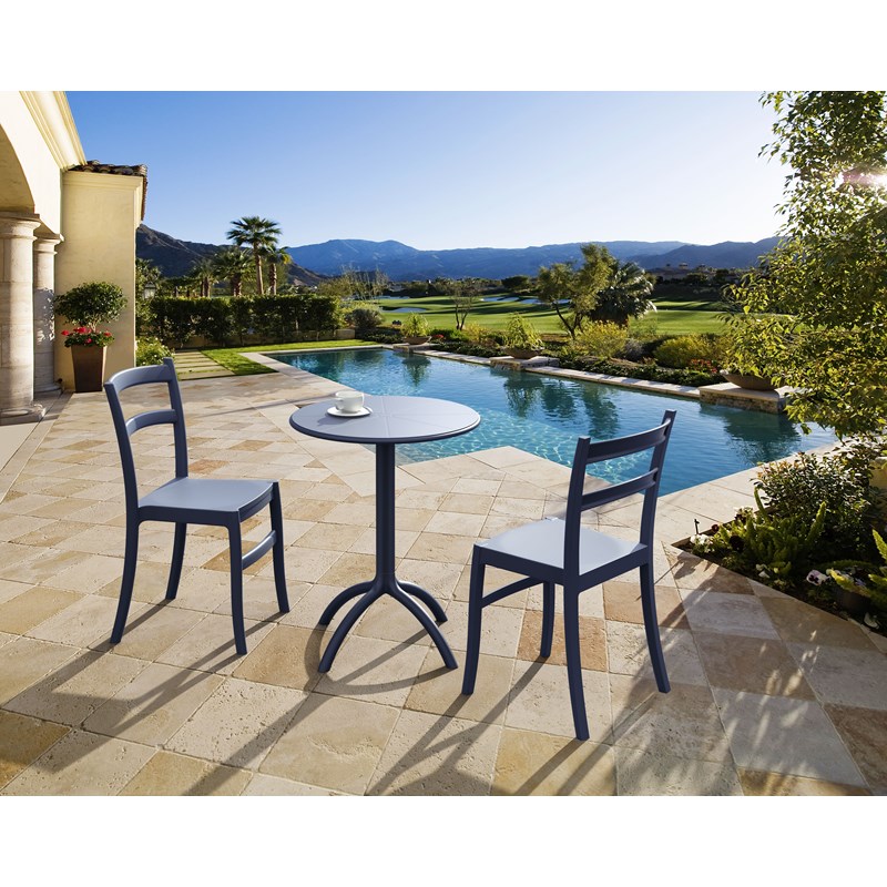 Compamia Octopus Round Patio Bistro Table in Dark Gray