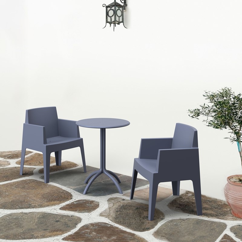 Compamia Octopus Round Patio Bistro Table in Dark Gray