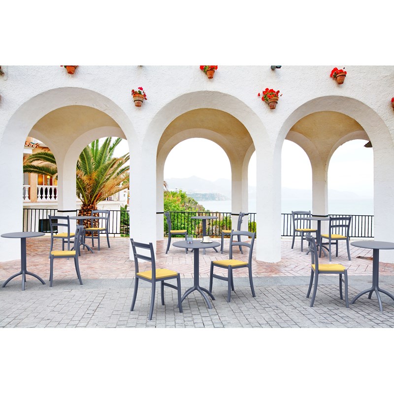 Compamia Octopus Round Patio Bistro Table in Dark Gray