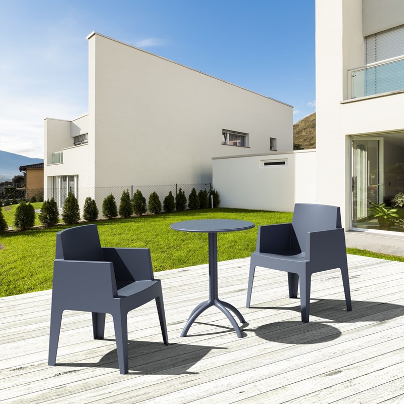 Compamia Octopus Round Patio Bistro Table in Dark Gray