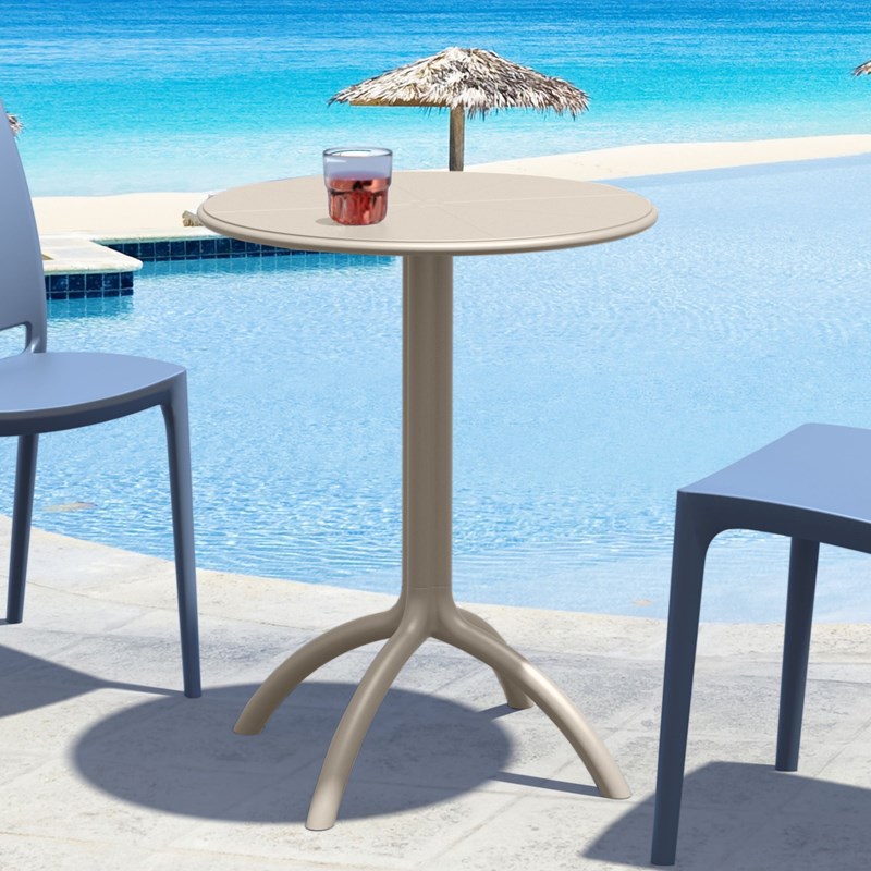 Compamia Octopus Round Patio Bistro Table in Taupe