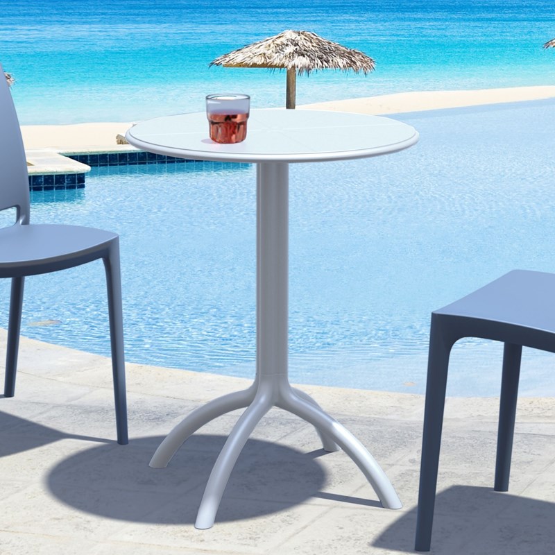 Compamia Octopus Round Patio Bistro Table in Silver Gray