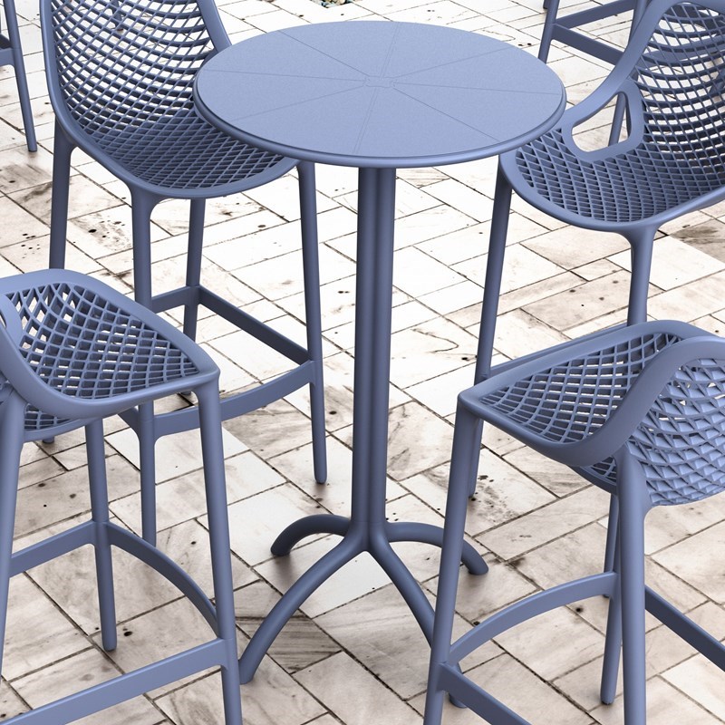 Compamia Octopus Round Patio Pub Table in Dark Gray