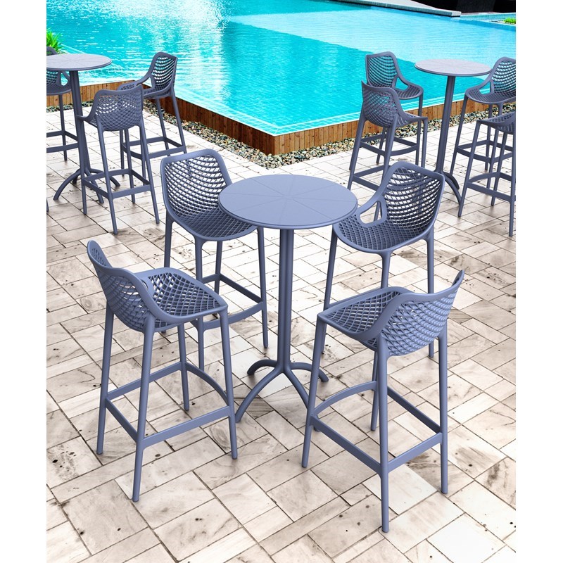 Compamia Octopus Round Patio Pub Table in Dark Gray