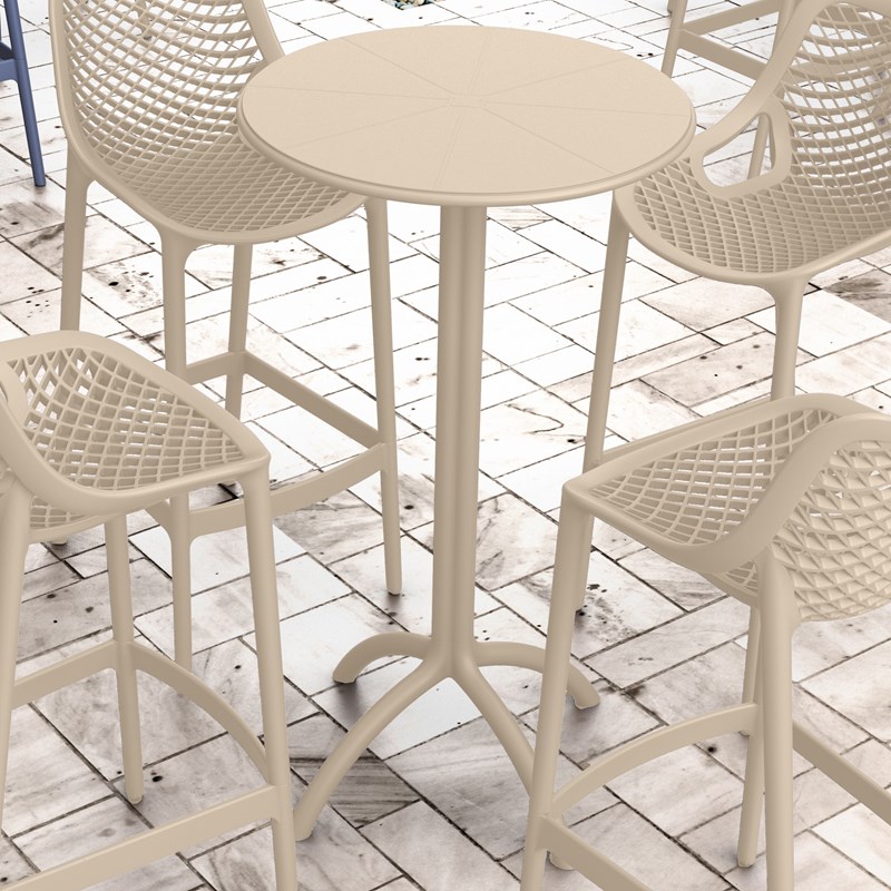 Compamia Octopus Round Patio Pub Table in Dove Gray