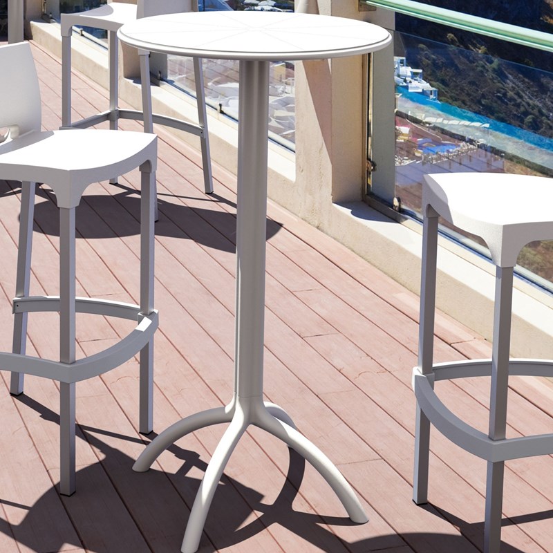 Compamia Octopus Round Patio Pub Table in White
