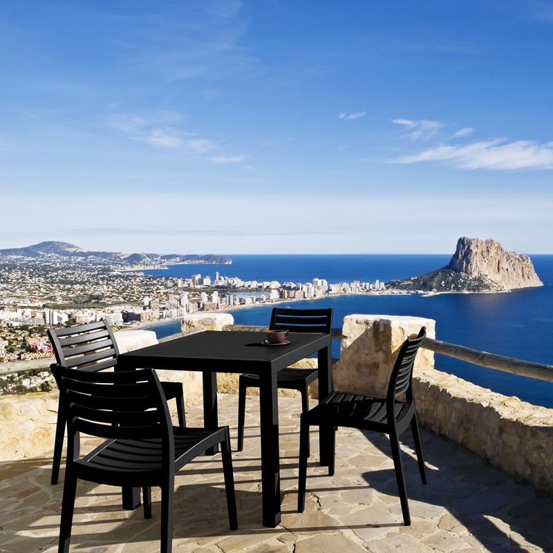 Compamia Ares 5 Piece Square Resin Patio Dining Set in Black