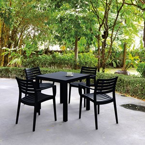 Compamia Artemis 5 Piece Square Resin Patio Dining Set in Black