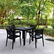 Compamia Artemis 5 Piece Square Resin Patio Dining Set in Black