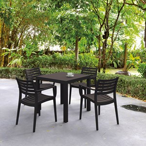 Compamia Artemis 5 Piece Square Resin Patio Dining Set in Brown