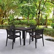 Compamia Artemis 5 Piece Square Resin Patio Dining Set in Brown