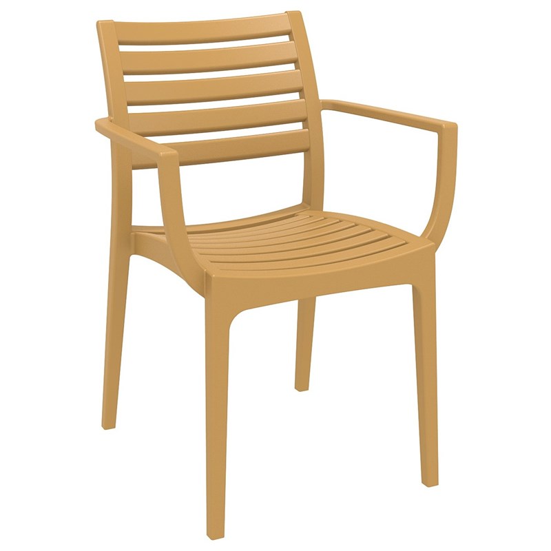 Compamia Artemis 5 Piece Square Resin Patio Dining Set in Teak Brown
