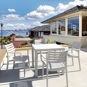 Compamia Artemis 5 Piece Square Resin Patio Dining Set in White