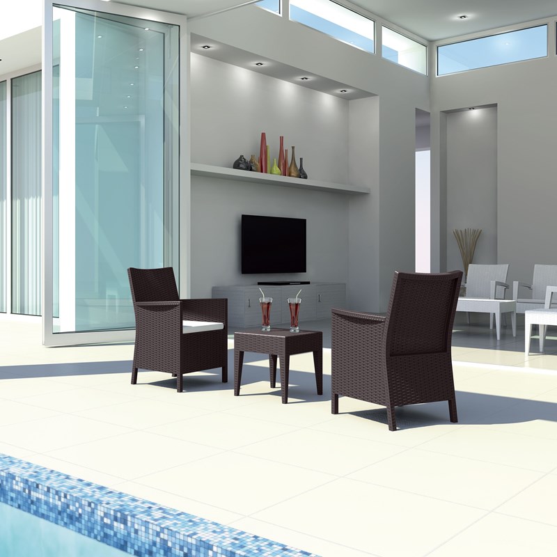 Compamia California 3 Piece Wickerlook Patio Conversation Set in Brown