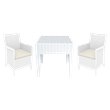 Compamia California 3 Piece Wickerlook Patio Conversation Set in White