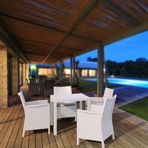 Compamia California 5 Piece 32&quot Square Patio Dining Set in White
