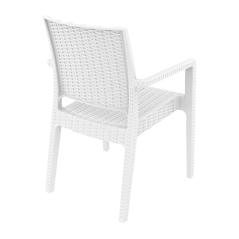 Compamia Ibiza Resin Wickerlook Patio Dining Arm Chair in White