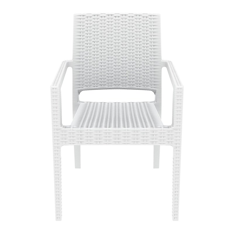 Compamia Ibiza Resin Wickerlook Patio Dining Arm Chair in White
