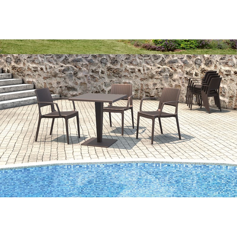 Compamia Capri Resin Patio Dining Arm Chair in Brown