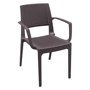 Compamia Capri Resin Patio Dining Arm Chair in Brown