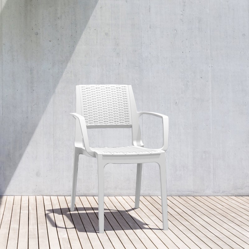 Compamia Capri Resin Patio Dining Arm Chair in White