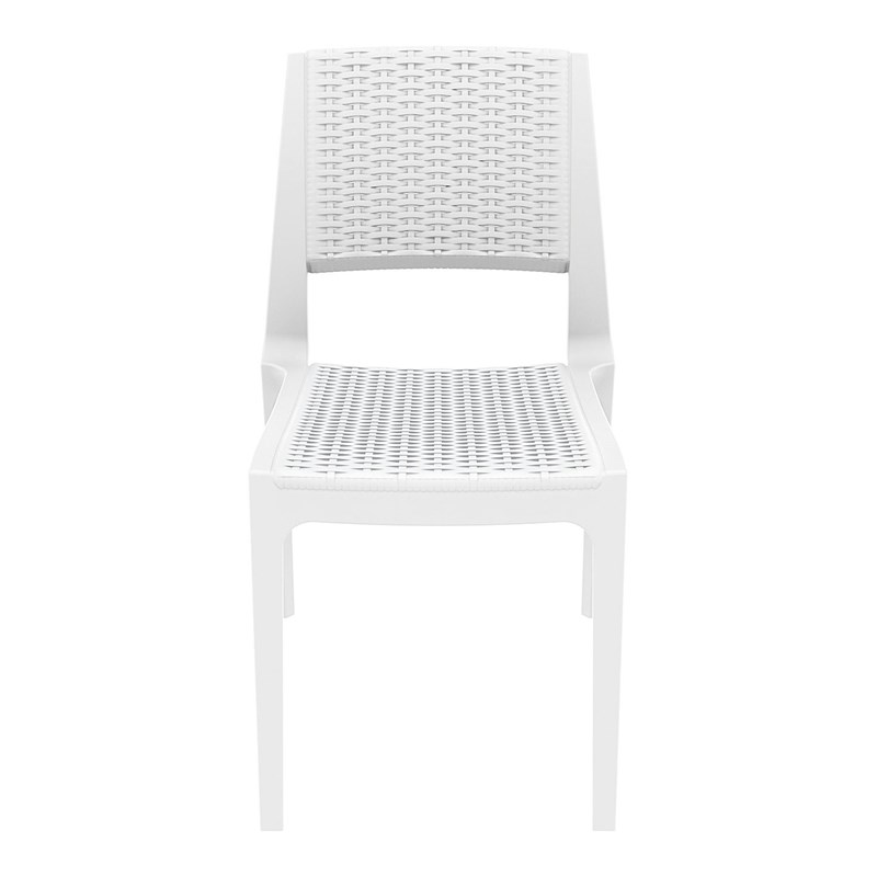 Compamia Verona Resin Wickerlook Patio Dining Chair in White
