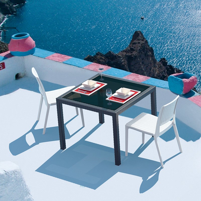 Compamia Verona Resin Wickerlook Patio Dining Chair in White