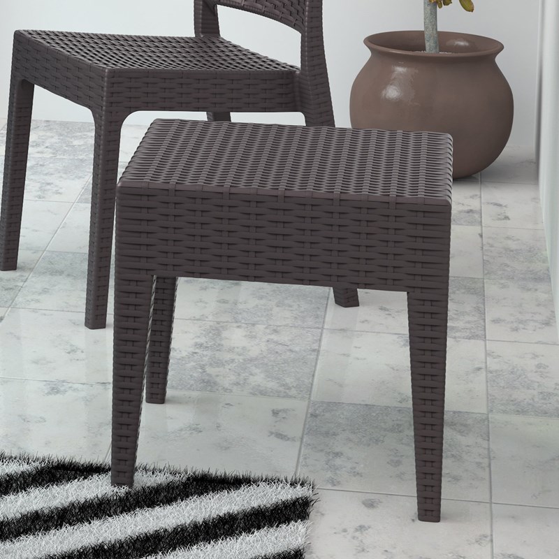 Compamia Miami Square Resin Patio Side Table in Brown