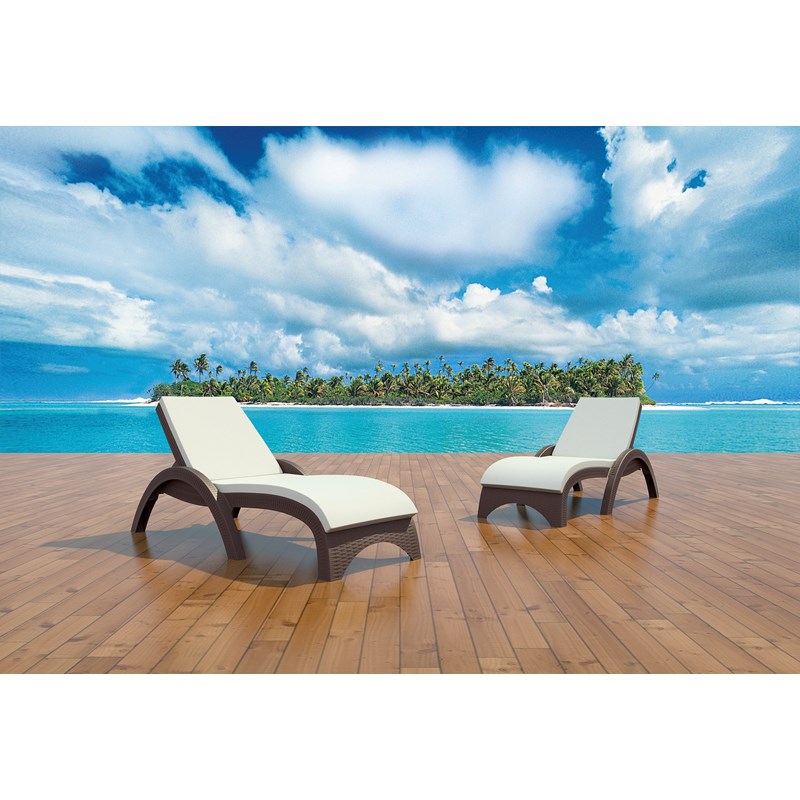 Compamia Miami Resin Wickerlook Patio Chaise Lounge in Brown