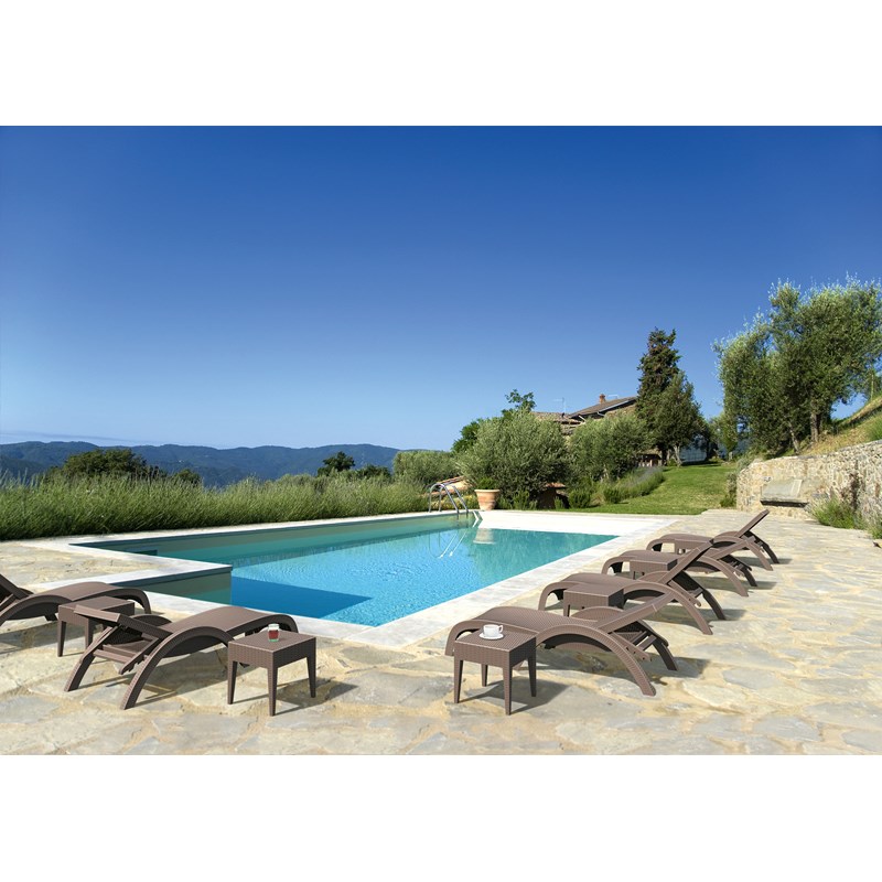 Compamia Miami Resin Wickerlook Patio Chaise Lounge in Brown