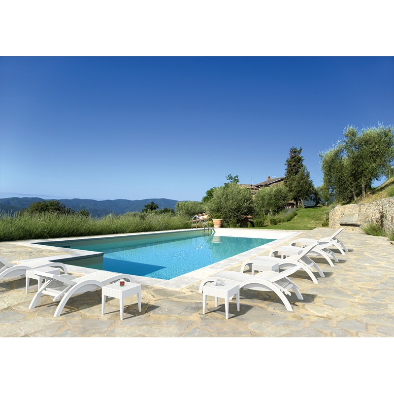 Compamia Miami Resin Wickerlook Patio Chaise Lounge in White