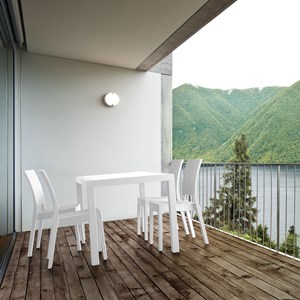 Compamia Orlando 5 Piece Square Wickerlook Patio Dining Set in White