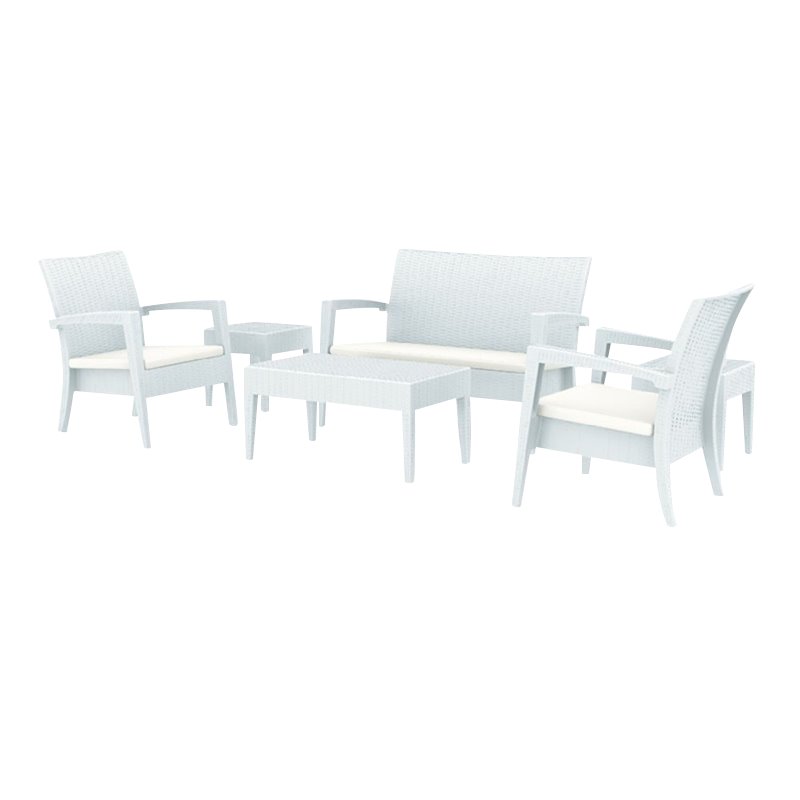 Compamia Miami 6 Piece Resin Patio Conversation Set in White