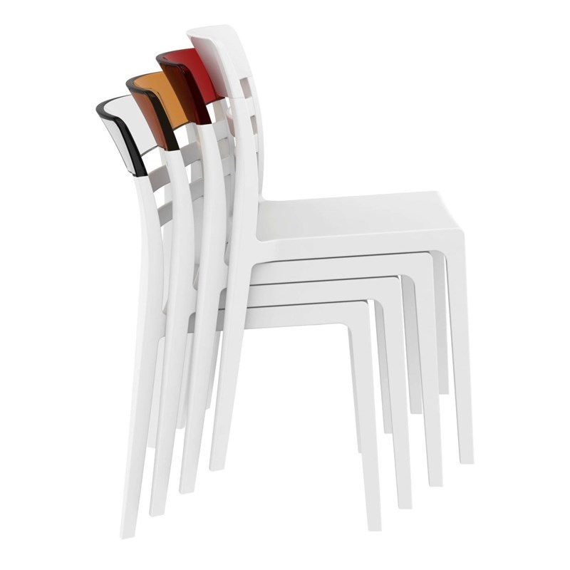 Compamia Moon Patio Dining Chair in White Transparent Clear