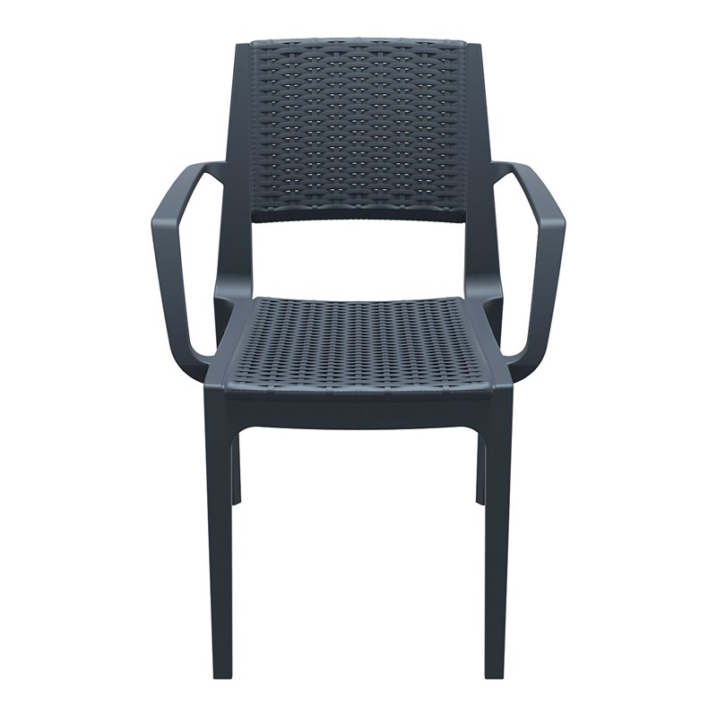 Compamia Capri Patio Dining Arm Chair in Dark Gray