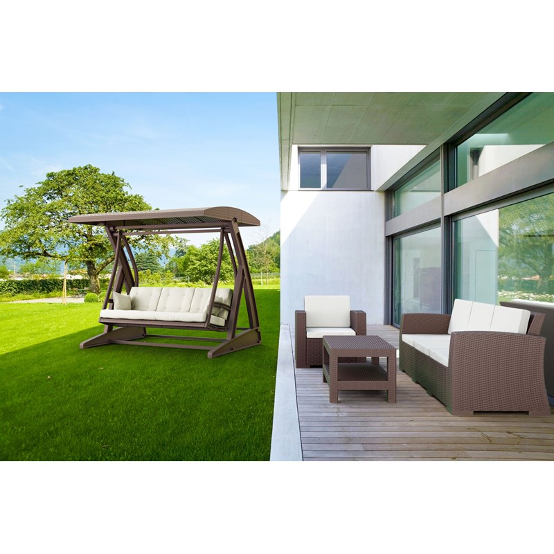 Compamia Monaco Outdoor Club Chair in Brown with Cushion