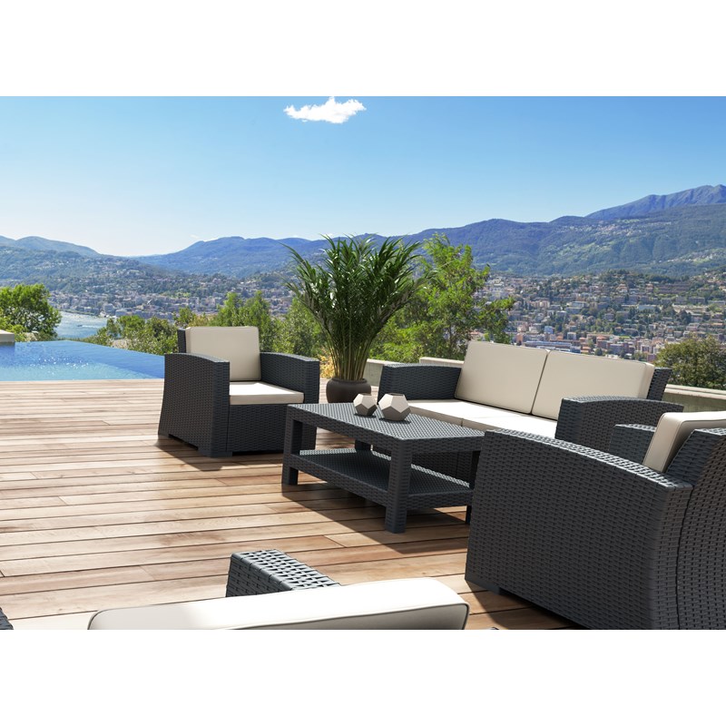 Compamia Monaco Outdoor Club Chair in Dark Gray with Cushion