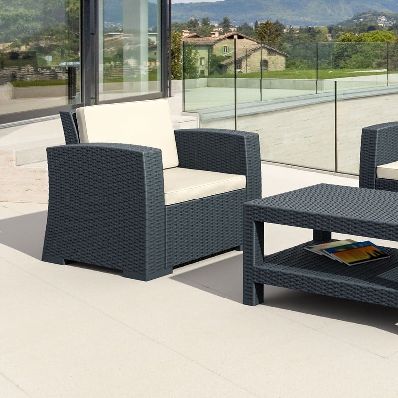 Compamia Monaco Outdoor Club Chair in Dark Gray with Cushion