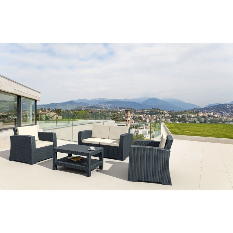 Compamia Monaco Outdoor Club Chair in Dark Gray with Cushion