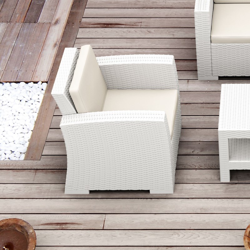 Compamia Monaco Outdoor Club Chair in White with Cushion