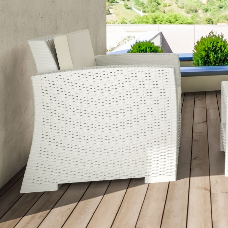 Compamia Monaco Outdoor Club Chair in White with Cushion