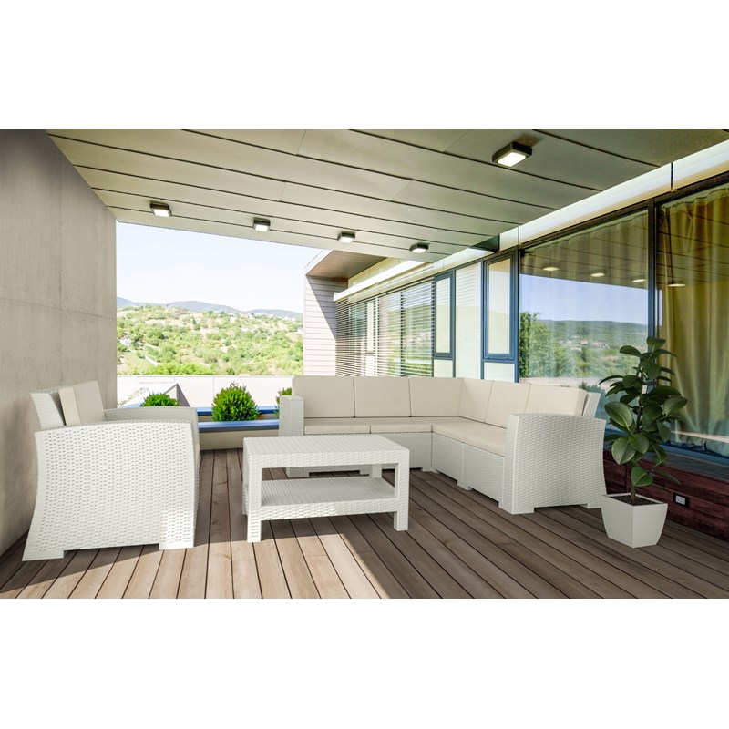 Compamia Monaco Outdoor Club Chair in White with Cushion