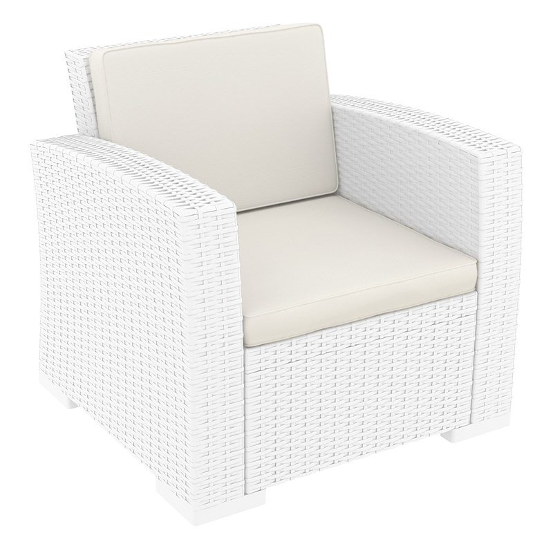 Compamia Monaco Outdoor Club Chair in White with Cushion