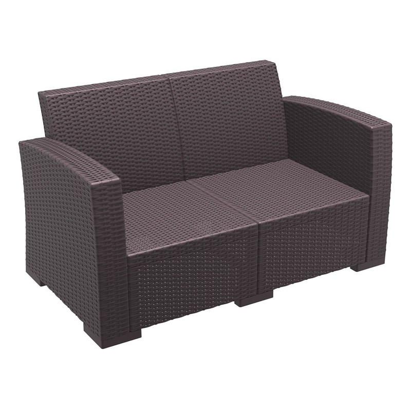 Compamia Monaco Outdoor Loveseat in Brown with Cushion