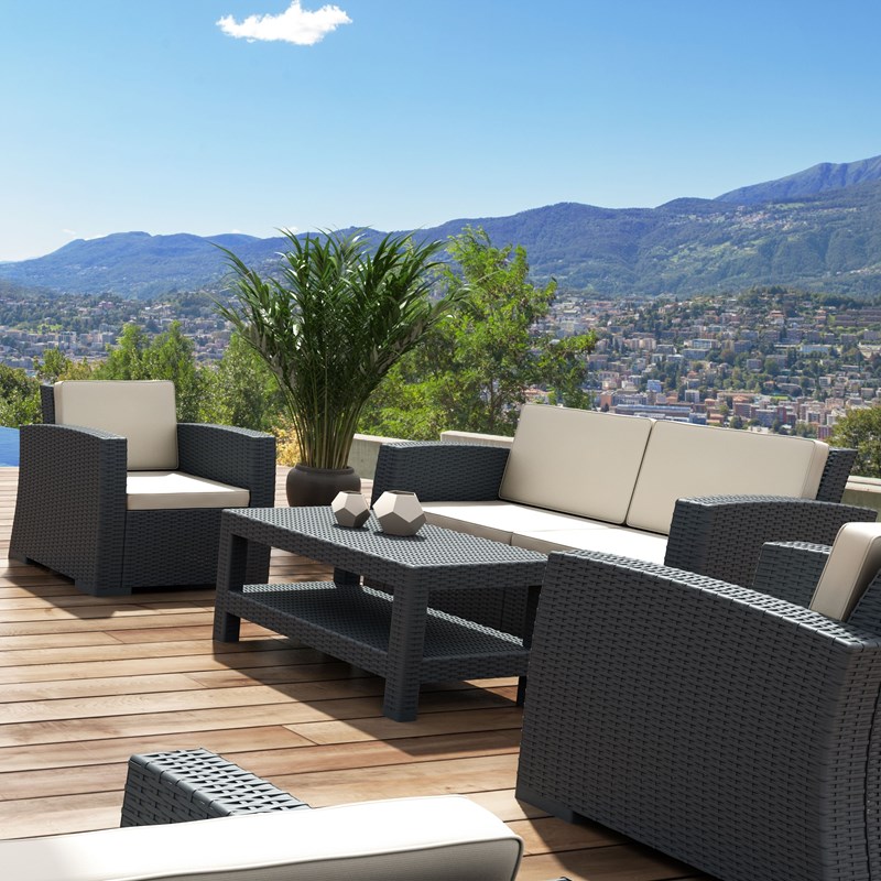 Compamia Monaco Outdoor Loveseat in Dark Gray with Cushion