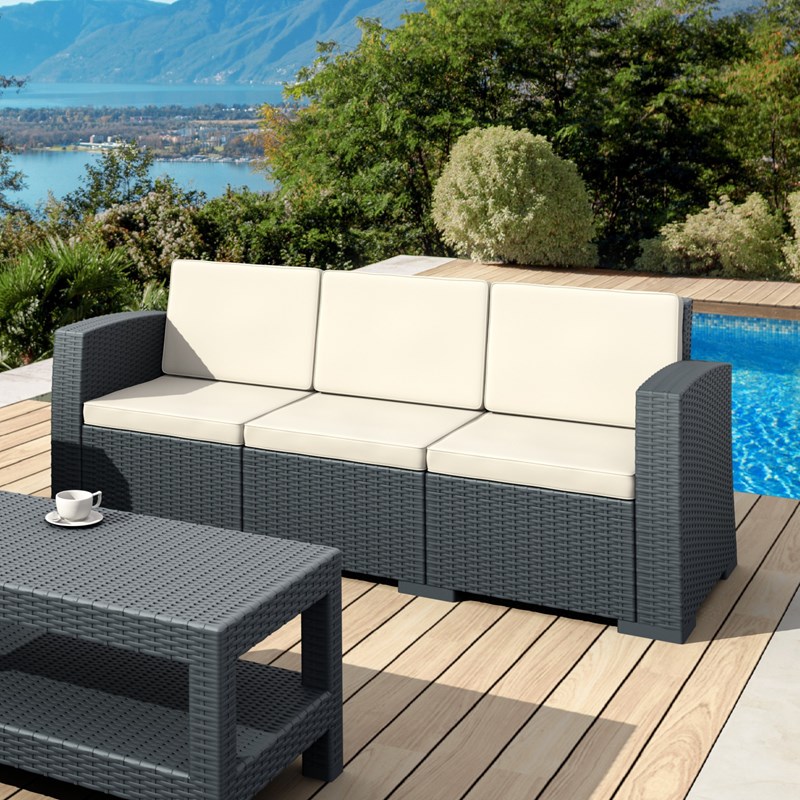 Compamia Monaco Outdoor Sofa in Dark Gray with Cushion