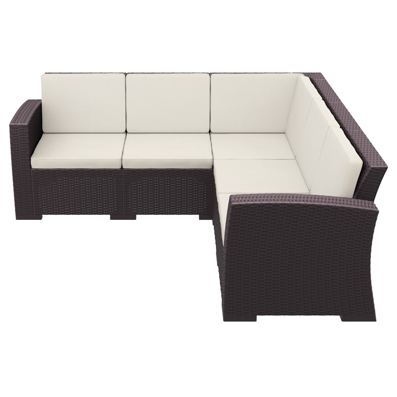 Compamia Monaco 5 Piece Outdoor Sectional in Brown with Cushion